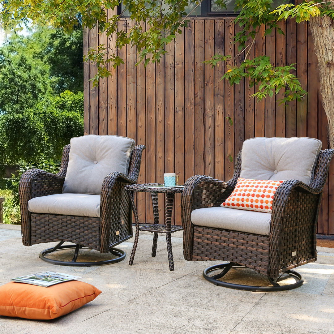 Araneli 3 Piece Rattan Seating Group with Cushions